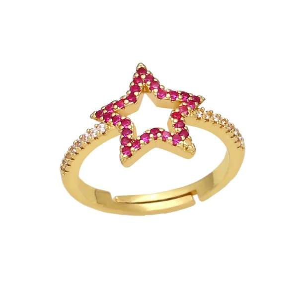 Ring Vintage Zircon Star Fashion Smycken Ac9123 Rose