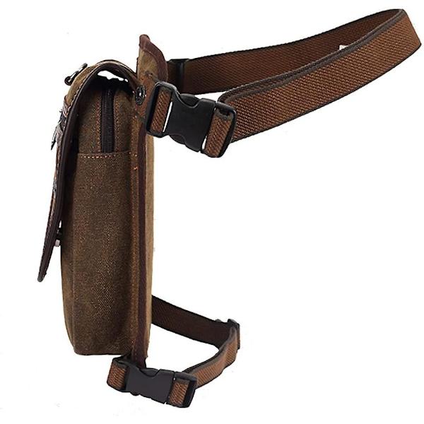 Canvas Drop Ben Bag För män Kvinnor Motorcykel Cykel Multifunktion Lår Midja Fanny Pack Herr Resor Ridning Fiske Fotvandring Cykling Utomhus Väska Brun