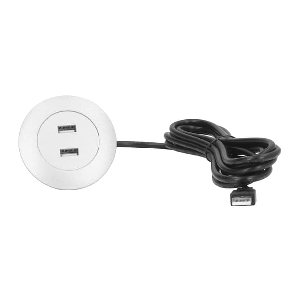 Infälld Dubbel USB-Laddningsuttag Silver Hemmabruk