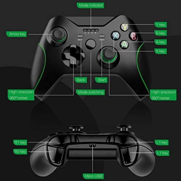 Trådlös handkontroll med mottagare for Xbox One, 2,4 GHz tråd