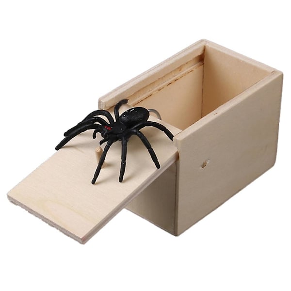 White Box Board utan ord Bug Spider Ruseen [2022 uppgraderad] Spider Box-upptåg, praktiska handgjorda överraskningskämtlådor, roliga träöverraskning