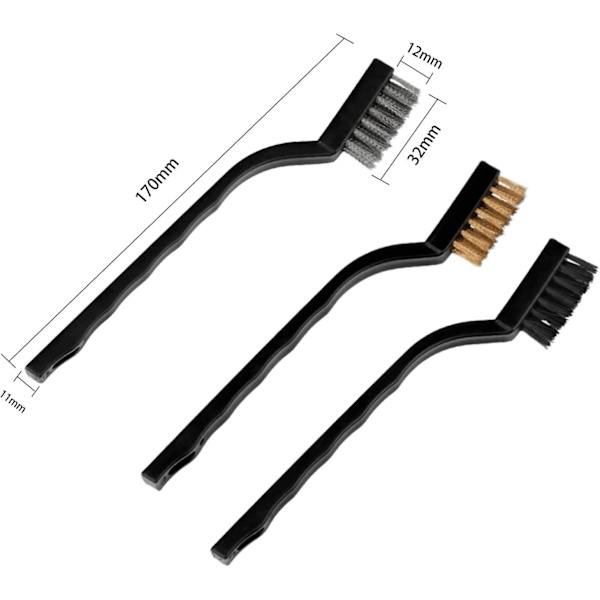 3 kpl teräsharja (nylon, messinki, ruostumaton teräs)
