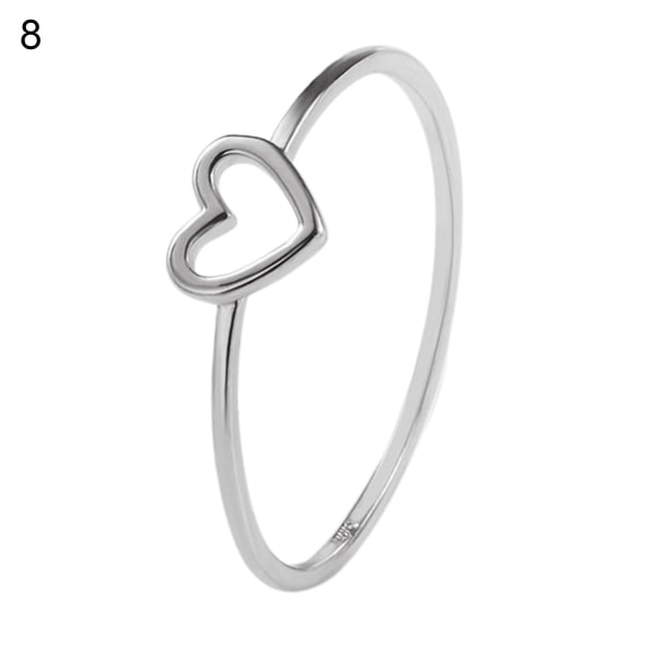 Naisten yksinkertainen koverrettu sydänsormus Valentine Ehdota Circlet-korulahjaa Silver US 8
