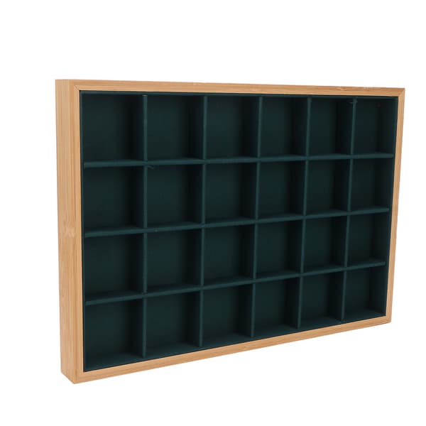 24 Rums Træ Smykkeskrin Halskæde Armbånd Display Organizer Grøn