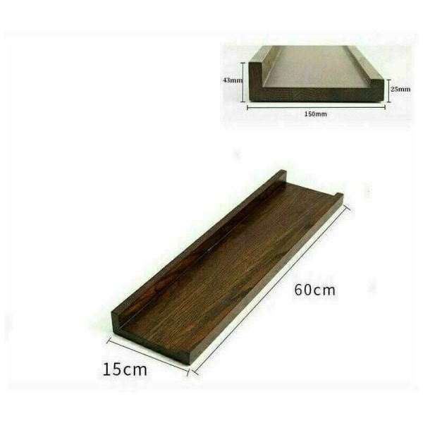 Flydende hylde, badeværelse/stue/soveværelse/køkken dekorativ væghylde, fyrretræ farvehylde (brun 12*60 cm)