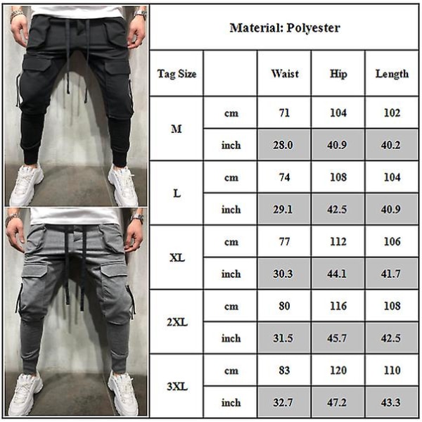 Ensfarvet leggings med snoretræk til mænd Black 3XL