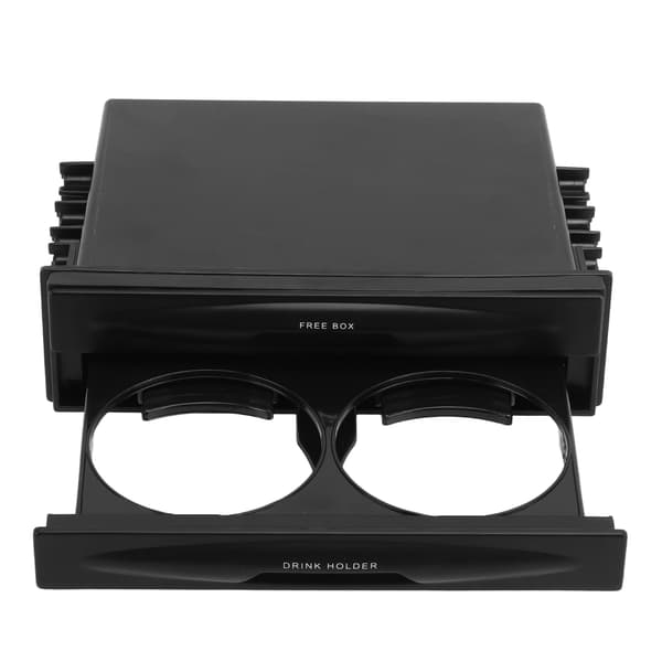 2 i 1 Bilradio Opbevaringsboks Multifunktionel ABS Universal 1DIN 2 Lag Sort Kopholder til Opsamling af Genstande