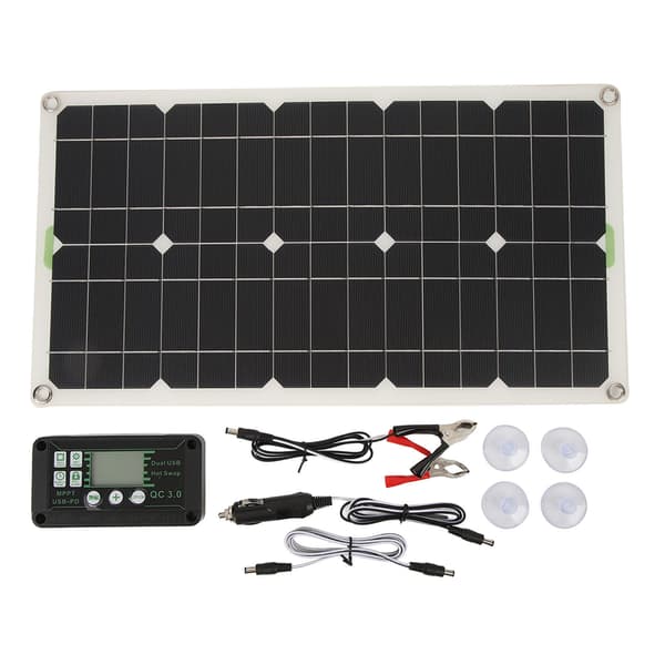 Bobilsolcellepanel 250W Mono Solcelleladerpanel Dobbel USB-port for billading med 30A kontroller