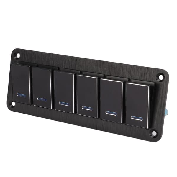 6 Gang Vandtæt Toggle Switch Panel DC12V til 24V 3PIN Blå Baggrundslys 30A Forudtrådet til RV Yacht Bil