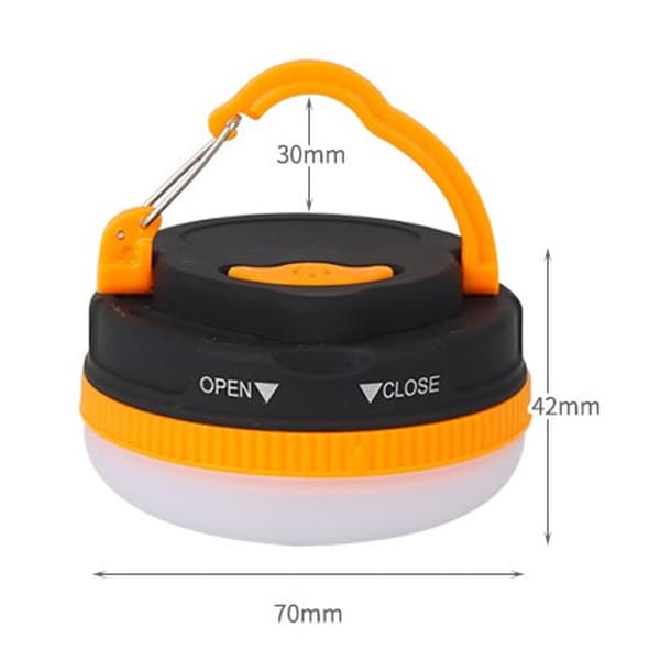 Vanntett Oransje Rund LED Teltlys ABS 5 Moduser Nød Utendørs Batterilampe