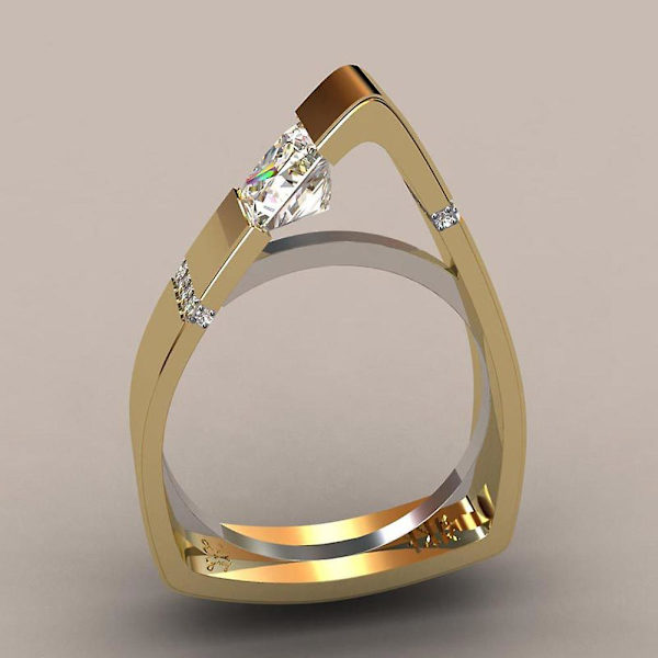 Mode Kvinnor Geometri Hollow Triangle Strass Finger Ring Dekor Smycken Present US 6