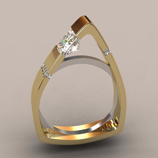 Mode Kvinnor Geometri Hollow Triangle Strass Finger Ring Dekor Smycken Present US 7