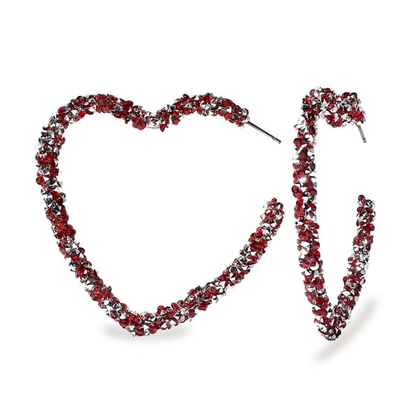 Øreringe Heart Hoop Studfashion smykker B2276 red