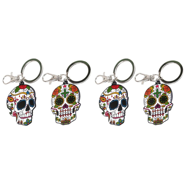 4 Stk Fashion Akryl Skull Nøglering Kreativ Nøglering Halloween Skull Nøglering