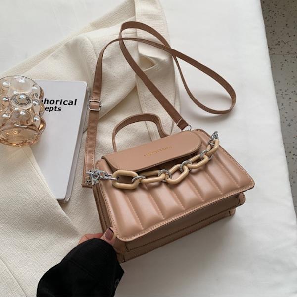Retroväska sommarmodetrend Koreansk version av kedjan enkel västerländsk stil messenger enkelaxel liten fyrkantig väska (khaki)
