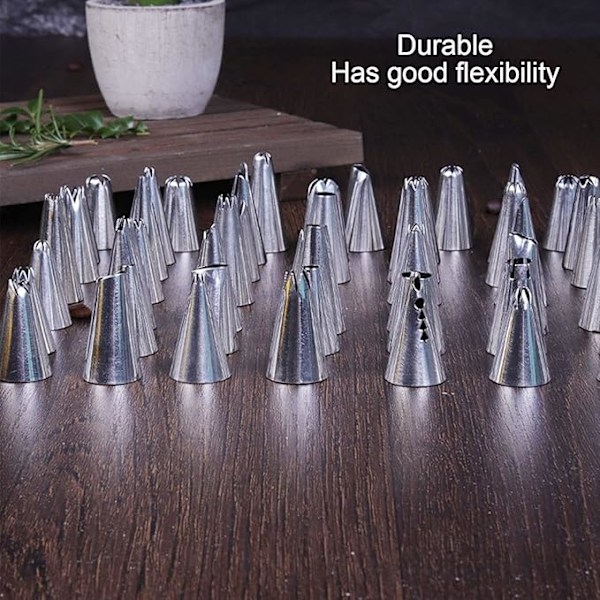 52 stk. rustfrit stål glasur sprøjte kage dyser med opbevaringsboks holdbar brug super omkostningseffektiv praktisk holdbar kagepyntningstips 55pcs