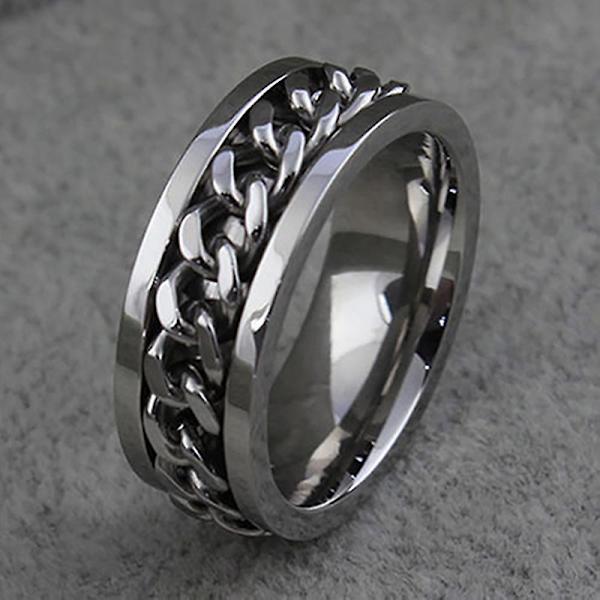 Punk män kvinnor unisex rostfritt stål kedja inlagd finger ring band smycken gåva Black 11