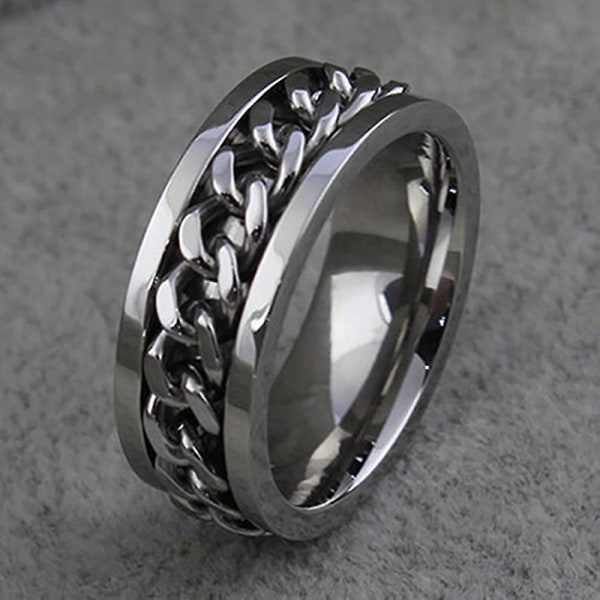 Punk män kvinnor unisex rostfritt stål kedja inlagd finger ring band smycken gåva Black 6