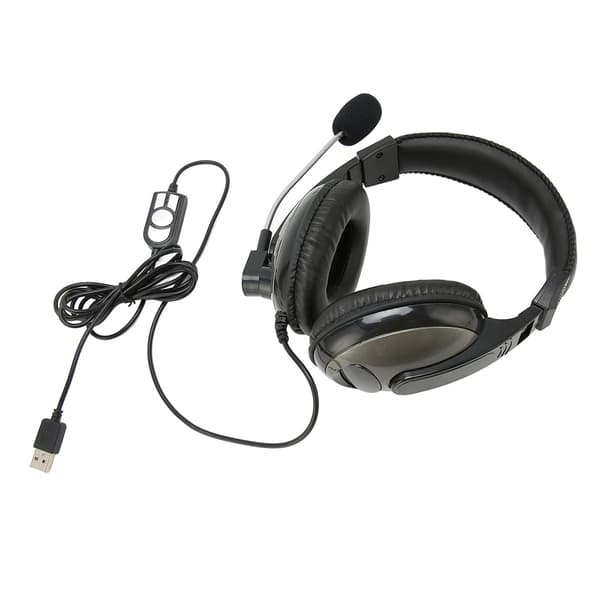 USB Gaming Headset med Trådkontroll Justerbar Volym Mikrofon för PC Laptop PS4