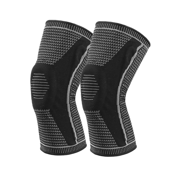 Silikone knæbeskyttere strikket sportsknæbeskytter nylon Black XL