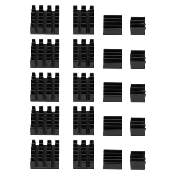 20 stk. Svart Aluminium Kjøleribbe med Termisk Lim for Raspberry Pi 2 3 4 3B 4B