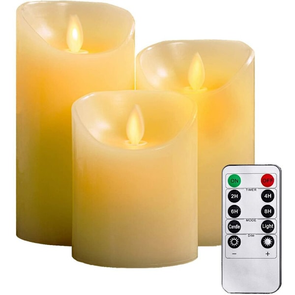 st LED-ljus med timerfjärrkontroll, 7,5x10,5/12,5/15,5 cm, för bröllopsdekoration inomhus utomhus, vit