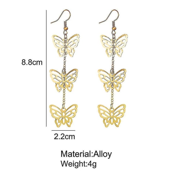 örhängen Hollow Butterfly Golden Pendant Metalllegering för bröllop