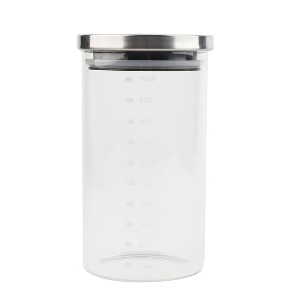 1000ml Glasburk Kaffebönor Kök Matbehållare Rostfritt Stållock