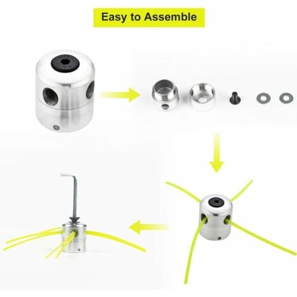 Universal raivauspää, alumiiniset siimat, leikkuripää, kaksisiimainen kelapää nylon trimmerille, 1 rivipäät + 4