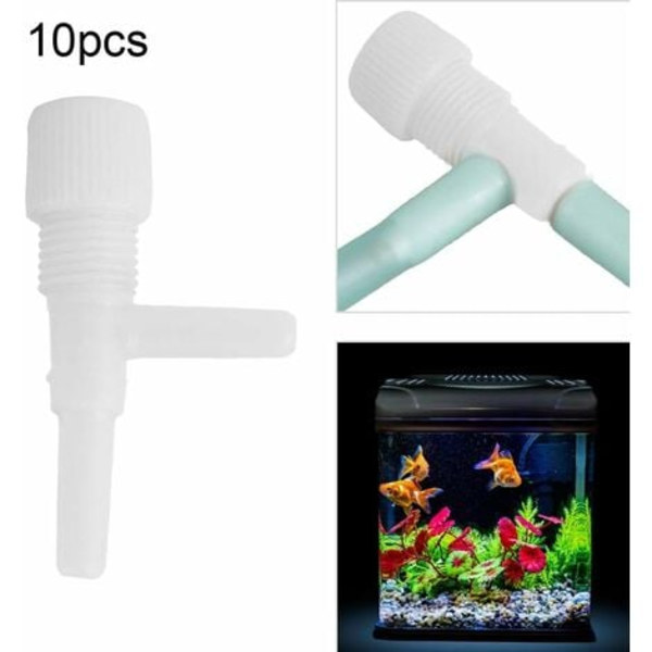 Regulatorventil, 10 stk. Akvarium akvarium plast 3-vejs luftpumpe regulatorventiler hvid，