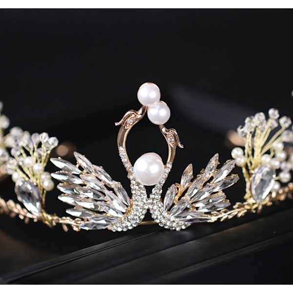 Utsökt Pearl Swan Crown (guld)