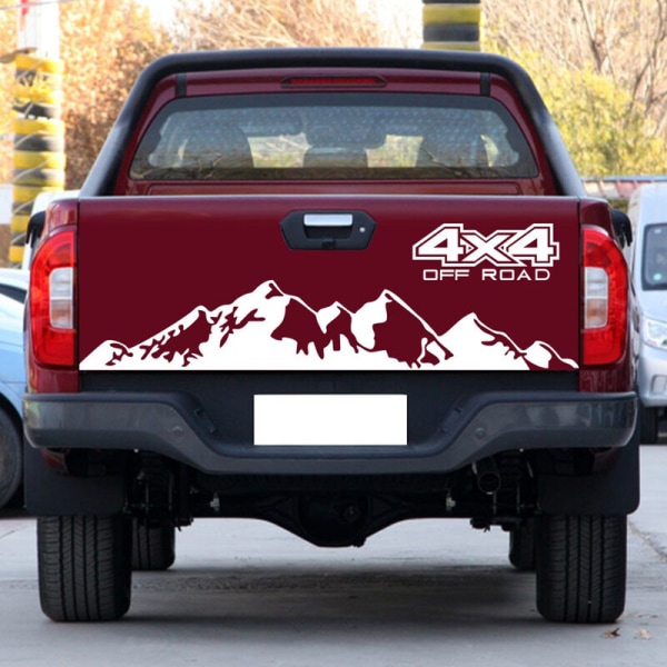 Mountains Pattern Car Trunk Sticker för Toyota Hilux (Vit)