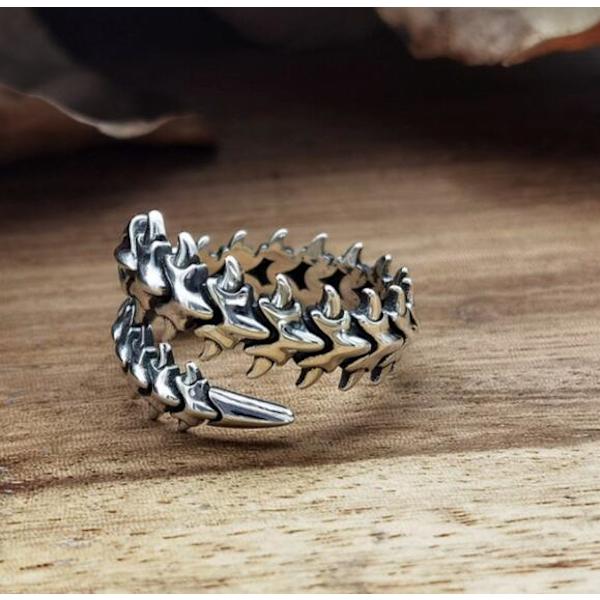Alloy Vintage Geometric Spine Ring Avaa säädettävä rengas