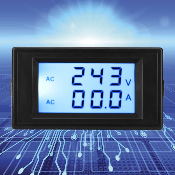 Dobbelt Display Voltmeter Amperemeter AC 80-300V 0-50A 0-100A med Strømtransformator Sort