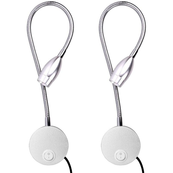 2st led spotlight 3W rör ytmonterad spotlight komplett set bakgrundsvägglampor silver varmljus med strömbrytare