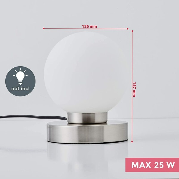 Touchglas bordslampa touch dimmer liten bordslampa 3-växlad touch sänglampa bordslampa med touchfunktion, lämplig