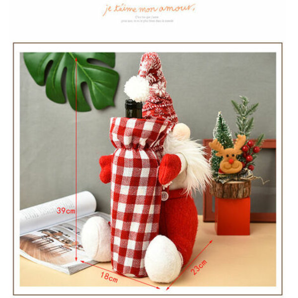 Christmas Gnomes -viinipullon cover - käsintehty ruotsalainen Tomte Gnomes -puuvillaviinipullopussit Viinipullon set