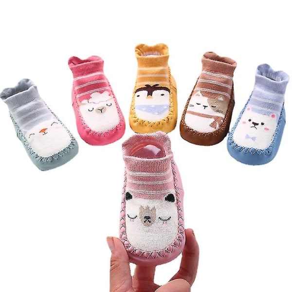 2 Paria Baby sukkia Toddler Tossut Puuvillaiset Lämpimät Kengät Pehmeä Pohja Luistamaton PINK (24-30months)
