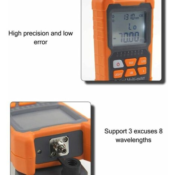 Optisk strømmåler, fiberoptisk kabeltester med LED lys netværkskabel tester