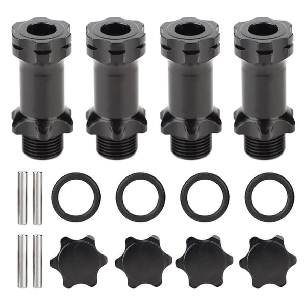Aluminium 17 mm Hex Hub Forlængeradapter Sæt til 1:8 RC Modelbil (4 stk, sort)