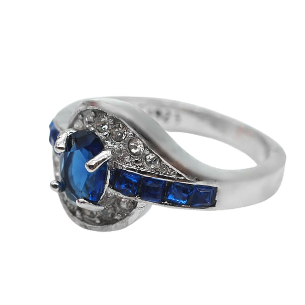 Ring Elegant reptålig legering blå rhinestone ring för semester 7