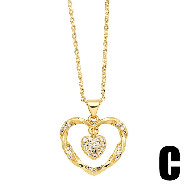 Halsband Vintage Zircon Heart Stud Modesmycken Ac8756 D