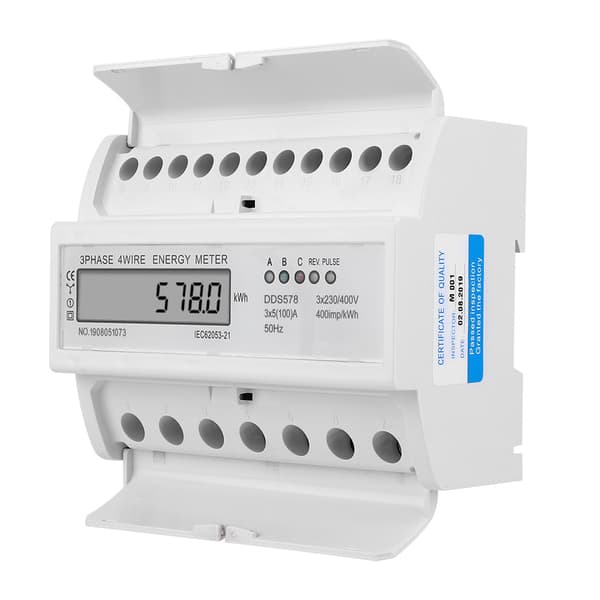 DDS578 3-fas 4-tråds 7P 380V Elmätare LCD-display Watt-timer