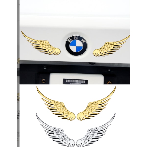 Angel Wings Wings Biletiketter Angel Metal Body Stickers Bilhaleetiketter Modificerede dekorative Stickers (Gyldent Par)
