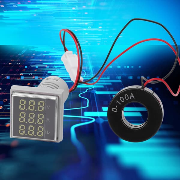 Digital AC Spenning Strøm Frekvens 3 i 1 Display Meter Hvit