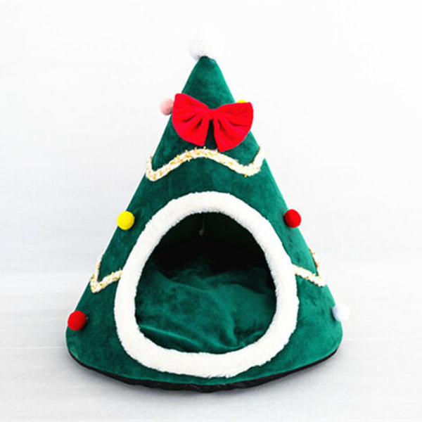 Christmas Cat Hat Cat House Tuulenpitävä Nest Joulun lämmin kissansänky talveksi Mukava kissan talon sänky, vihreä