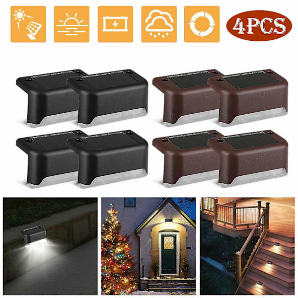 Solar Lights Step Lights Staket Lights White  Brown