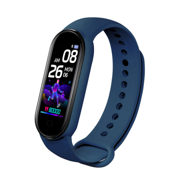 Smart Bluetooth armband, träning, hjärtfrekvens, blodsyre, blodtryck, stegräknare, sömnhälsoövervakning (blå),