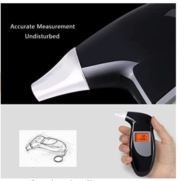 Breathalyzer Breathalyzer, professionell bärbar andningsapparat med LED digital display (med 5 munstycken)