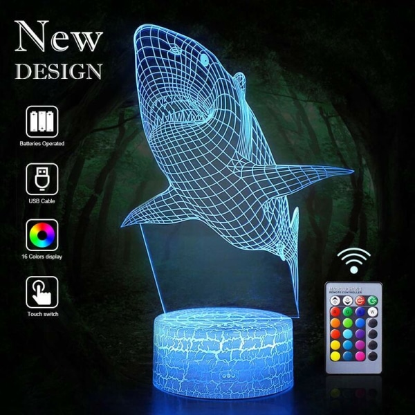 Shark Series Colorful Touch-fjernbetjening LED-lys (krakket model LC-547: Colorful Touch + 16 Color Remote Control)